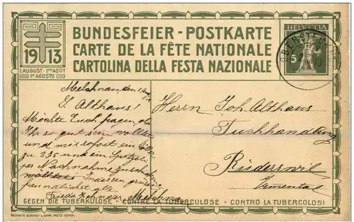 Bundesfeier Postkarte 1913 -135044