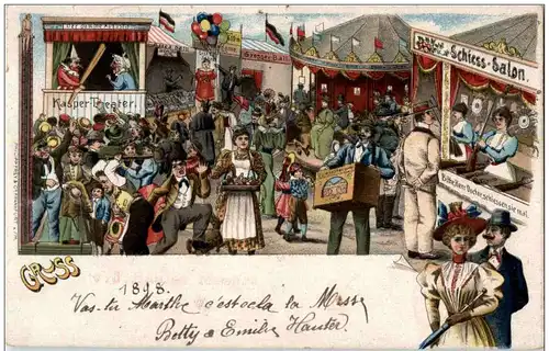 Gruss vom Jahrmarkt - Drehorgerl - Litho -135522