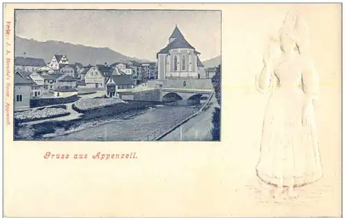 Gruss aus Appenzell - Frau mit Tracht auf Rückseite -135172