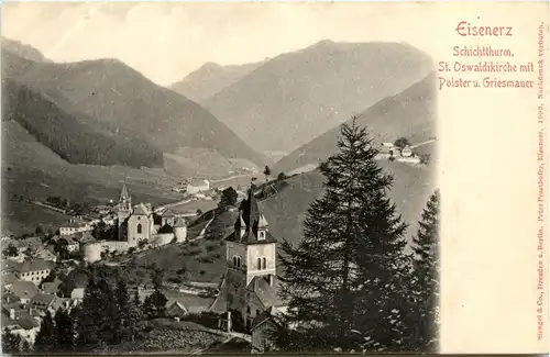 Eisenerz, Schichtturm, St. Oswaldikirche mit Polster u.Griesmauer -349102