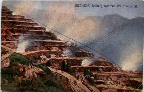 Eisenerz, Erzberg während der Sprengzeit -349162