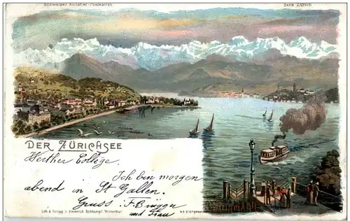 Der Zürichsee - Künstlerkarte C. Steinmann -135194