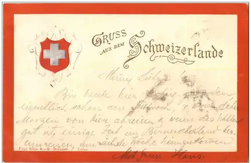 Gruss aus dem Schweizerlande - Prägekarte -135858