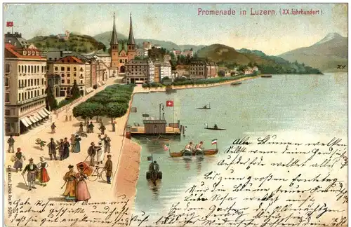 Luzern - Promenade in Luzern - Litho -134370