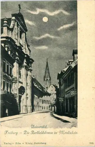 Freiburg i.Br., Universität, Die Bertholdstrasse im Mondschein -350160