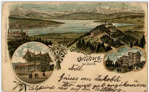 Gruss vom Uetliberg bei Zürich - Litho -138078