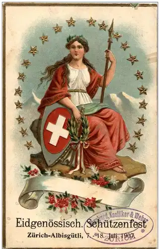 Zürich - Albisgütli - Eidg. Schützenfest 1907 - Prägekarte -135166