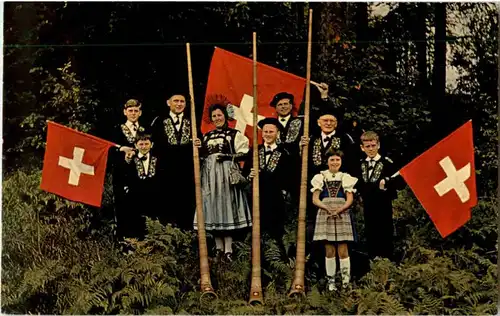 Hergiswil - Alphornbläserfamilie Christen und Fahnenschwinger Wyrsch Theo -139448