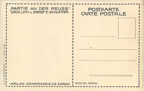 Luzern - Partie an der Reuss - Künstlerkarte Ernst E. Schlatterl -139738