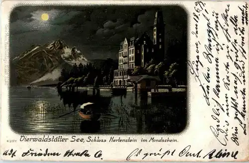 Schloss Hertenstein im Mondschein - Litho -140844