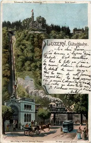 Luzern - Gütschbahn Künstlerkarte C. Steinmann -141202