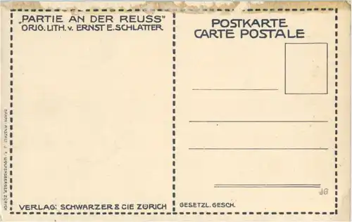 Luzern - Partie an der Reuss - Künstlerkarte Ernst E. Schlatterl -139704