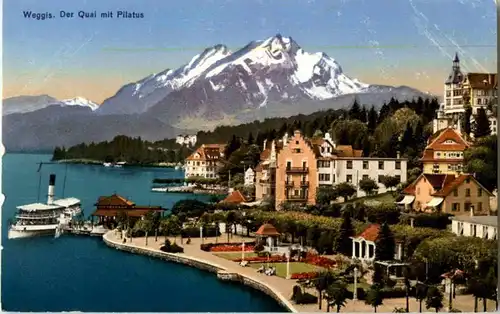 Weggis - Der Quais mit Pilatus -139188