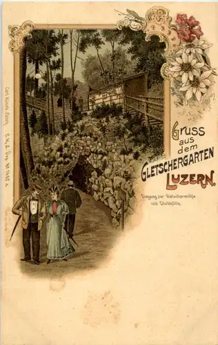 Luzern - Gruss aus dem Gletschergarten Litho -141380