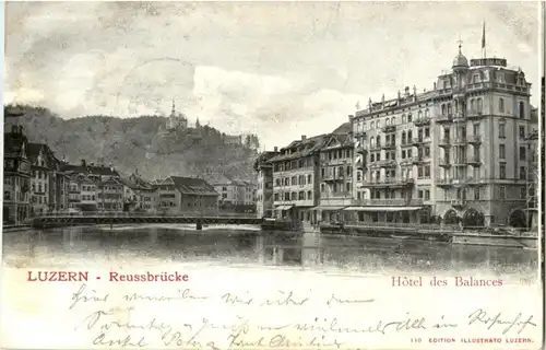 Luzern - Reussbrücke - Hotel des Balances -140740