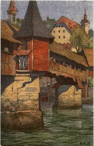 Luzern - Totentanzbrücke - Künstlerkarte Ernst E. Schlatter -141434