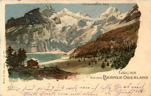 Gruss aus dem Berner Oberland - Litho - Oeschinen See -142480