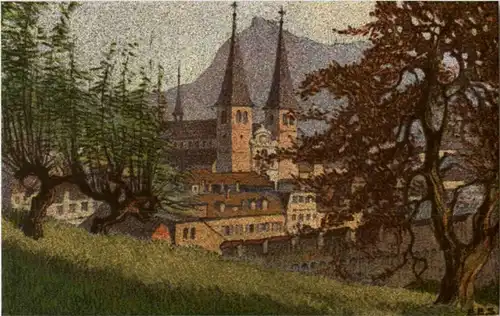 Luzern - Hofkirche - Künstlerkarte Ernst E. Schlatterl -139714