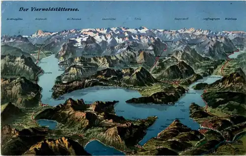 Der Vierwaldstättersee - Panoramakarte -141722