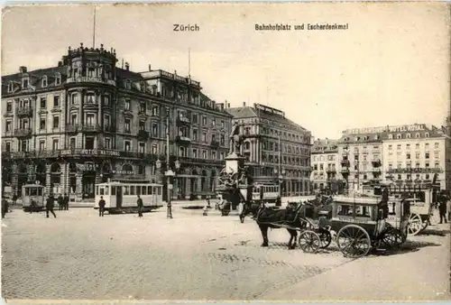 Zürich - Bahnhofplatz mit Kutsche -143220