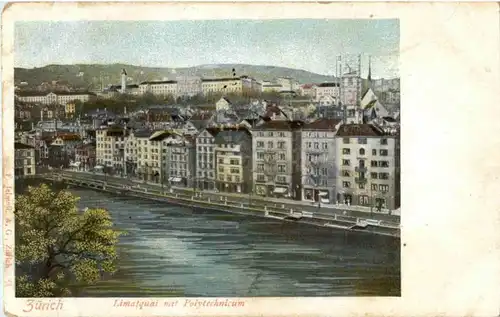 Zürich - Limatquai mit Polytechnikum -143046
