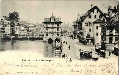 Zürich - Rathausquai mit Tram -143150