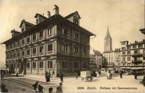 Zürich - Rathaus mit Gemüsebrücke -142940