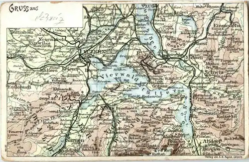Der Vierwaldstättersee - Panoramakarte -141726