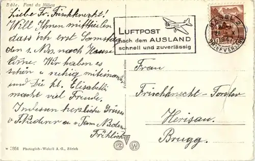 Basel - Mittlere Rheinbrücke mit Fähre -143978