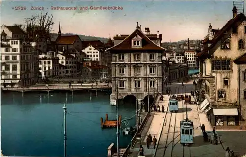 Zürich - Rathausquai mit Tram -143140