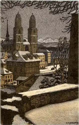 Zürich - Grossmünster - Künstlerkarte -143398