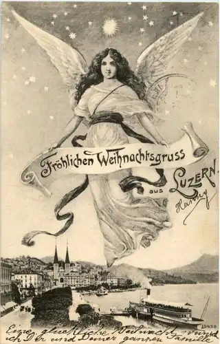 Luzern - Froher Weihnachtsgruss mit Engel -141534