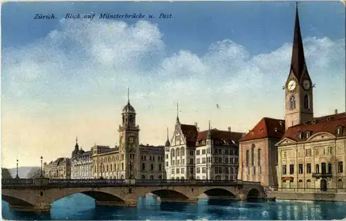 Zürich - Blick auf Münsterbrücke -143424