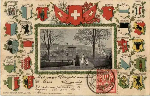 Zürich - Blick vom Lindenhof - Litho -143302