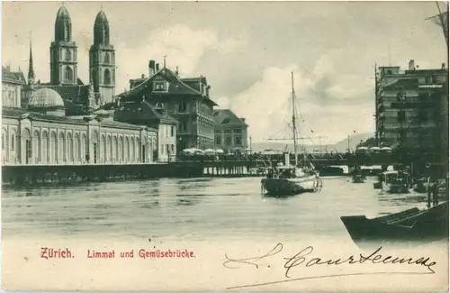 Zürich Limmat und Gemüsebrücke -143442