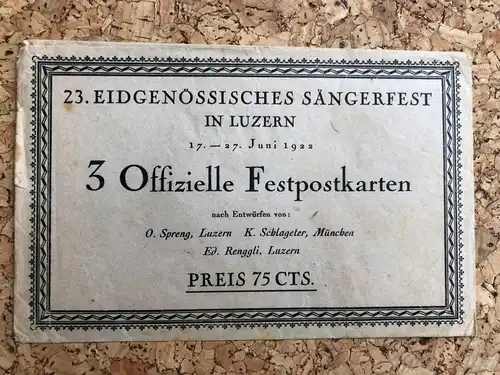 Luzern - 3 Offizielle Festpostkarten Sängerfest 1922 mit Original Umschlag -189380