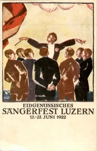 Luzern - 3 Offizielle Festpostkarten Sängerfest 1922 mit Original Umschlag -189380