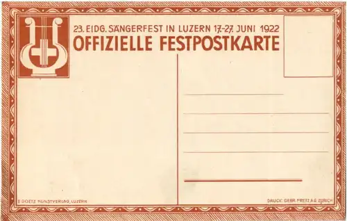 Luzern - 3 Offizielle Festpostkarten Sängerfest 1922 mit Original Umschlag -189380