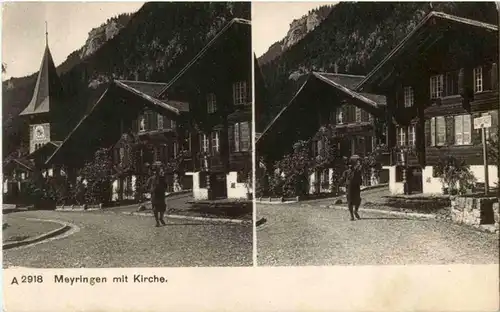 Meiringen mit Kirche - Stereokarte -144624