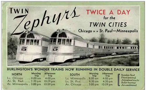 Twin Zephyrs - Chicago St Paul Minneapolis -104484