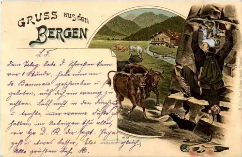 Gruss aus den Bergen - Litho -146082