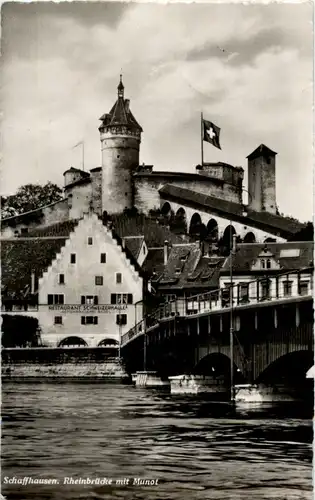 Schaffhausen - Rheinbrücke mit Munot -144996