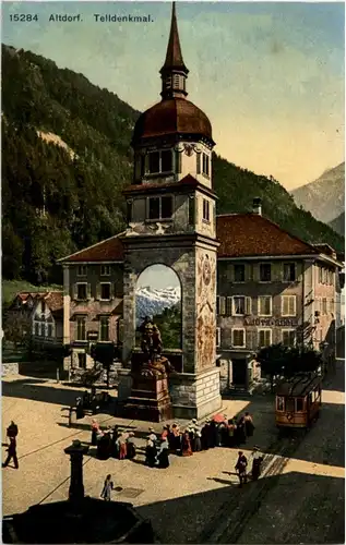 Altdorf - Telldenkmal mit Tram -143094