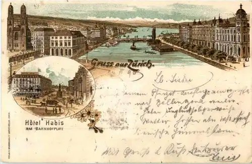 Gruss aus Zürich - Hotel Habis - Litho 1896 -143314