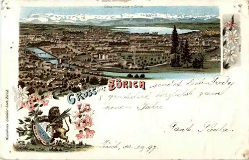 Gruss aus Zürich - Litho -147066