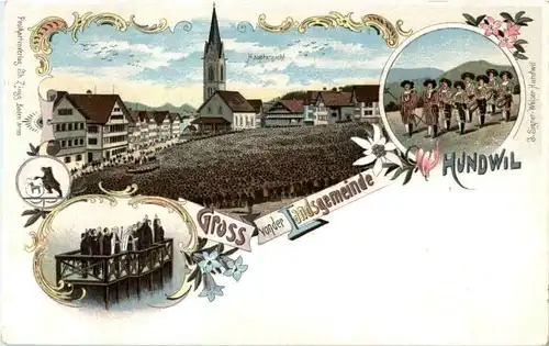 Hundwil - Gruss von der Landsgemeinde - Litho -148026