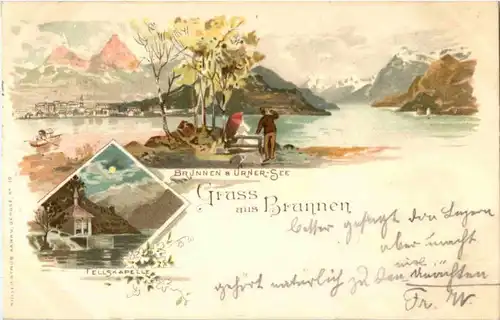 Gruss aus Brunnen - Litho -146878