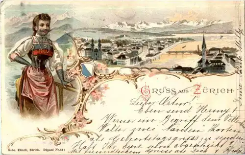 Gruss aus Zürich - Litho -147216