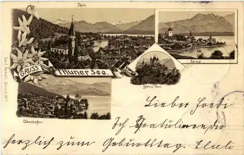 Gruss vom Thunersee - Oberhofen Spiez - Litho -146922
