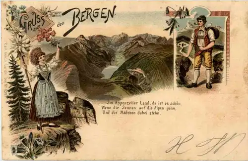 Gruss aus den Bergen - Litho -148618